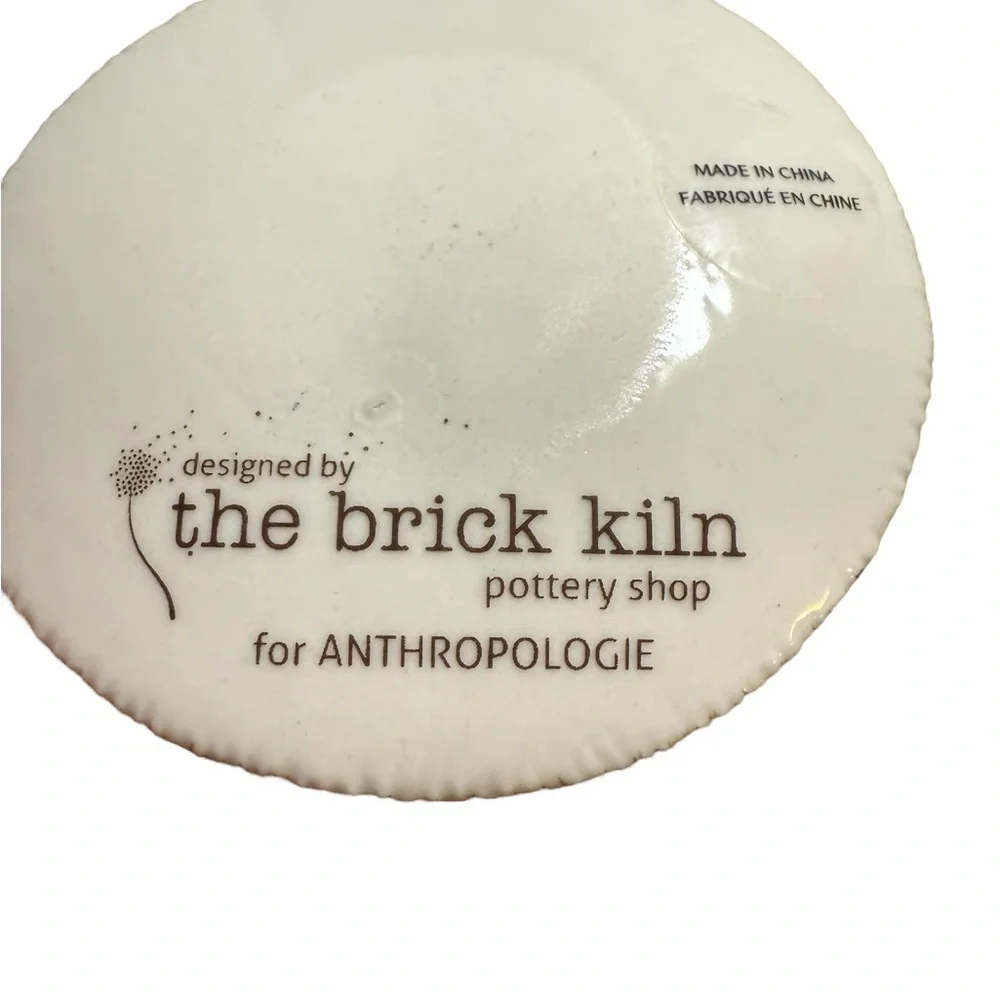 Anthropologie trinket dish letter A 3” 3 in the brick kiln white ceramic